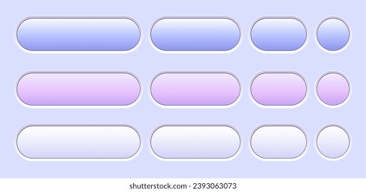 Buttons purple blue collection, interesting navigation panel for website with soft pastel colors, editable vector illustration.