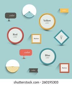 Buttons. Retro color style. flat design.