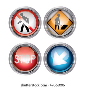 Buttons with road signs
