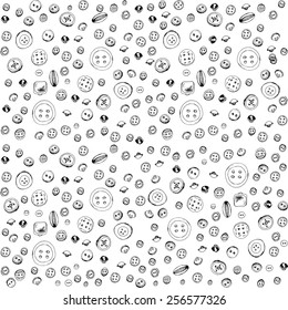 Buttons. Seamless pattern with hand drawn buttons