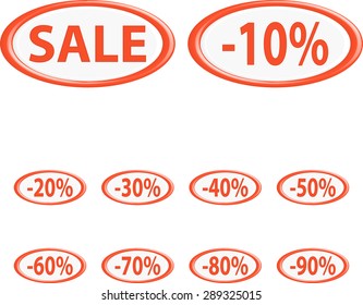 Buttons set discount sale.The round shape. 3D.