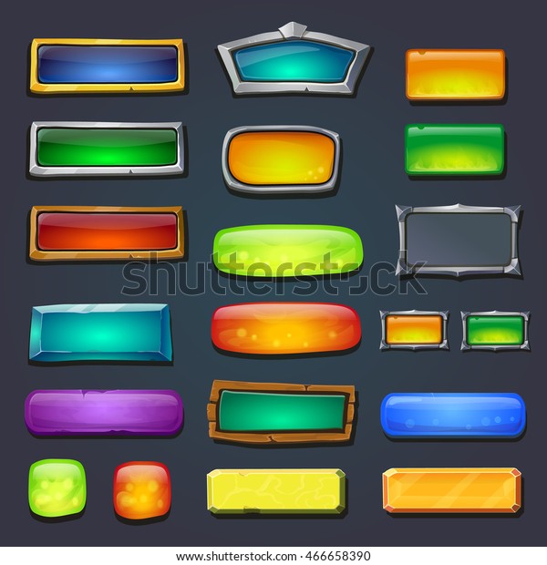 ボタンセット フォームデザインのゲームデザインオプション選択ウィンドウ用のゲームユーザーインターフェイスgui ベクターイラスト のベクター画像素材 ロイヤリティフリー
