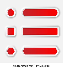 Buttons Set, Red buttons in Neomorphism design style on white background.