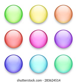 Buttons set. Round blank vector ui elements for game or web design