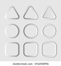 Buttons Set, Sliders for websites, mobile menu, navigation and apps. Simple elegant Neomorphism trendy 2020 designs element UI components isolated on light gray background