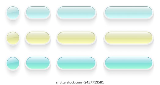 Buttons set  for user interface, simple colored 3D modern design for mobile, web, social media, business. Minimal style UI icons set, vector illustration.