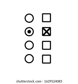 Buttons Set Vector Icon. Radio Button Sign. Multiple Choice Option.  Evaluation And Test Concept. Flat Simple Line Illustration.