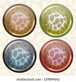 Buttons set for web with animal print background