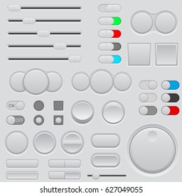 Buttons set. Web interface icons. Vector 3d illustration