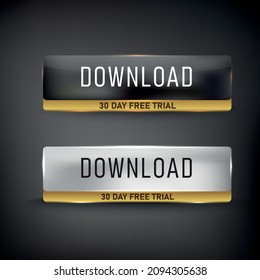 Buttons set web premium on background color black 