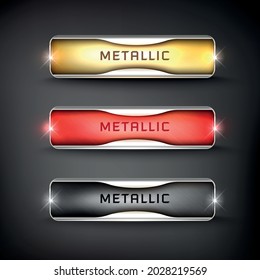Buttons set web steel on background color black 