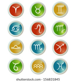 Buttons set with zodiac signs