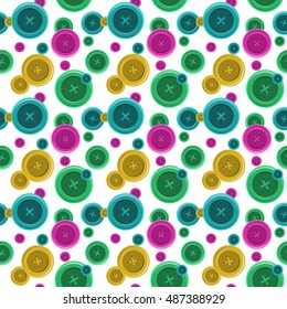 Buttons sewing seamless pattern, button shirt clothing vector il