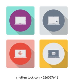 Buttons with shadow. Laptop vector icon.