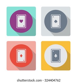 Buttons with shadow. Playing cards vector icon.