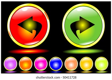 buttons shone with arrows on a black background eps10