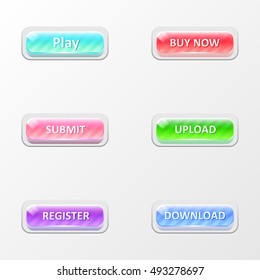 Buttons for sites on a white background. Graphics for the Web content. Bright colors. download and sales buttons.