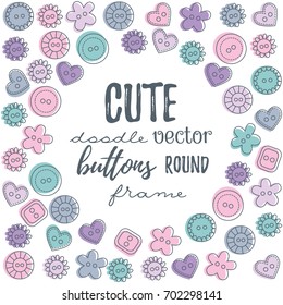 Buttons square and round decorative doodle frame border