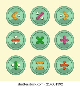 Buttons with strings mathematics signs