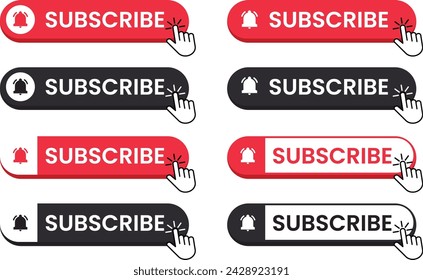 Buttons-Abonnements für soziale Medien. Web-Buttons für Werbung und Marketing.