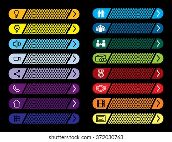 Buttons with symbols. Button color. Website. The elements of the site
