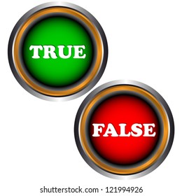 Buttons true and false on a white background