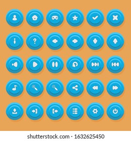 Buttons For User Interface Design Of Games And Applications With User Icons, Settings, Navigation.