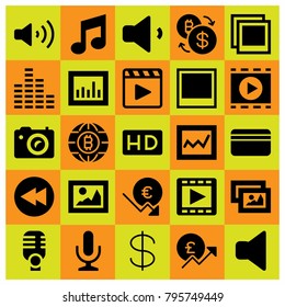 Buttons vector icons set. analytics, volume and picture