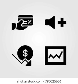 Buttons vector icons set. dollar, credit card and volume