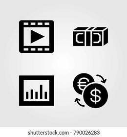 Buttons vector icons set. dollar, exchange and analytics
