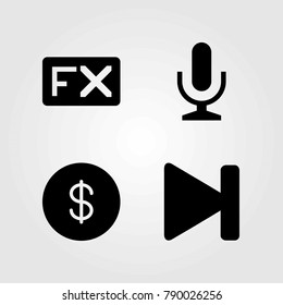 Buttons vector icons set. mic, microphone and fx