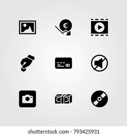 Buttons vector icons set. money, picture and donate