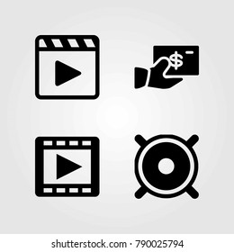 Buttons vector icons set. movie player, dollar and speaker