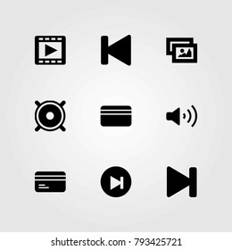 Buttons vector icons set. picture, speaker and credit card