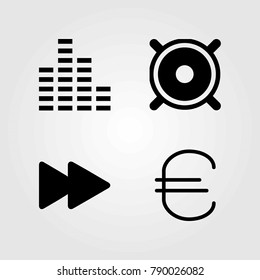 Buttons vector icons set. speaker, sound bars and fast forward