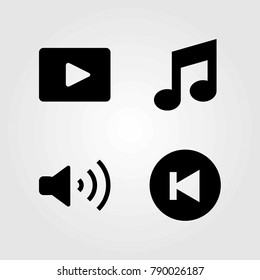 Buttons vector icons set. volume, back and musical note
