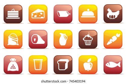 Buttons of vegetables and fruit. Vector illustration