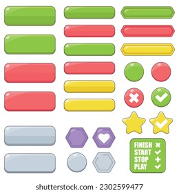 Buttons for video games are multicolored. Vector illustration.
