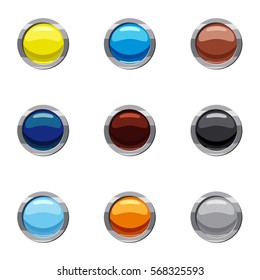 Buttons for web icons set. Cartoon illustration of 9 buttons for web vector icons for web