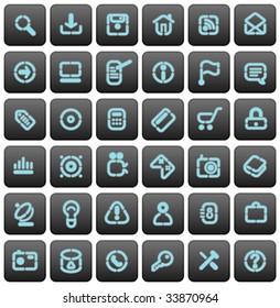 Buttons for web, media and shopping. Vector illustration.