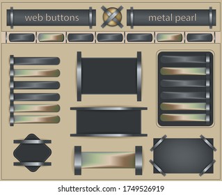 Buttons web template metal pearl, bright background vector