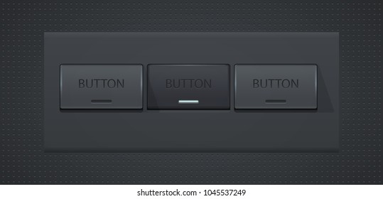 buttons web vector. the 3d button's pushed, pressed for web design. gray background