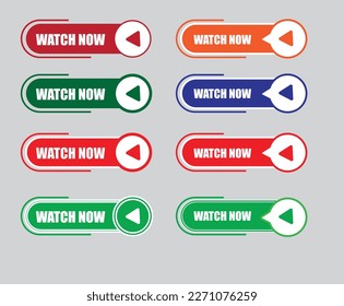 buttons for web vector Watch now minimalist button Cta symbol for movies download website download