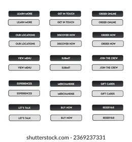 buttons for the website, keystroke and interaction with the site interface, vector image EPS 10