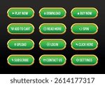 Buttons for websites. Green buttons. Big set of vector buttons for web design.