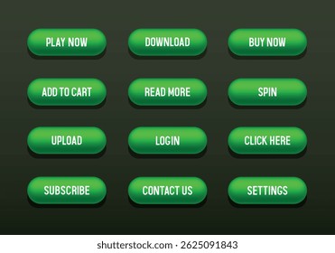 Buttons for websites. Green buttons. Big set of vector buttons for web design.