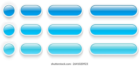 Buttons white blue, interesting navigation panel for website, 3D vector illustration.
