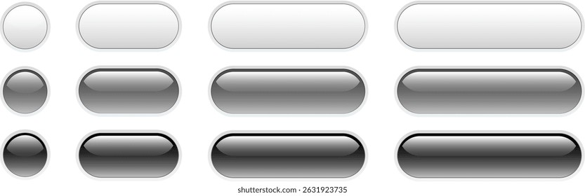 Buttons white, gray isolated, interesting navigation panel for website, 3D vector illustration.