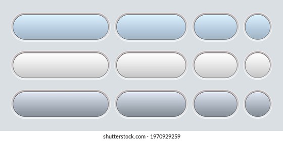 Buttons white and grey isolated, interesting navigation  panel for website, editable vector illustration.