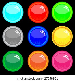 Buttons with window reflexion. Vector. Without mesh.